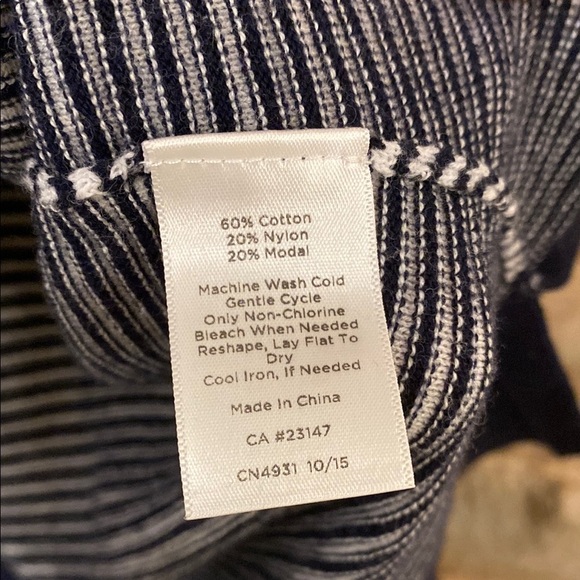 Talbots Striped Black and White Sweater with Elbow Patches XL - Picture 5 of 7